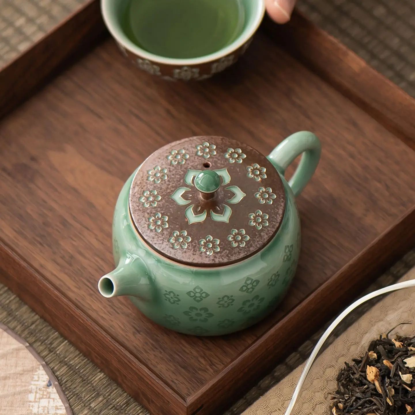 Plum Green Treasure Flower New High-Value Kung Fu Set Tea Brewer Master Grade Ceramic Teapot Single Pot