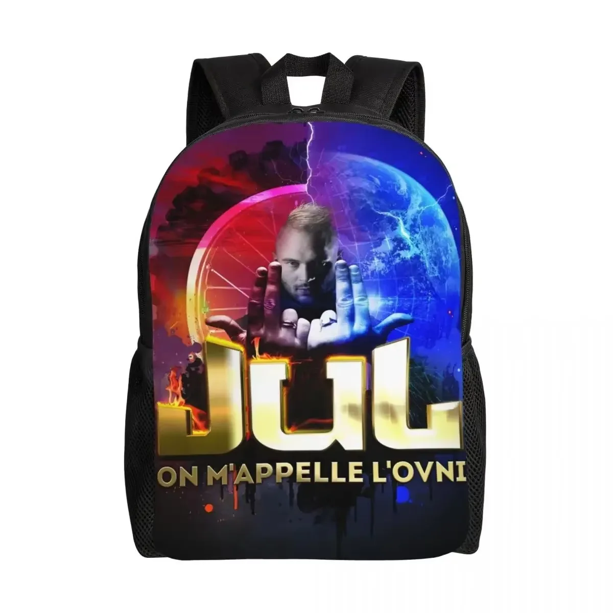 

Custom French Rapper Jul Skull Laptop Backpack Women Men Casual Bookbag for College School Student Bag