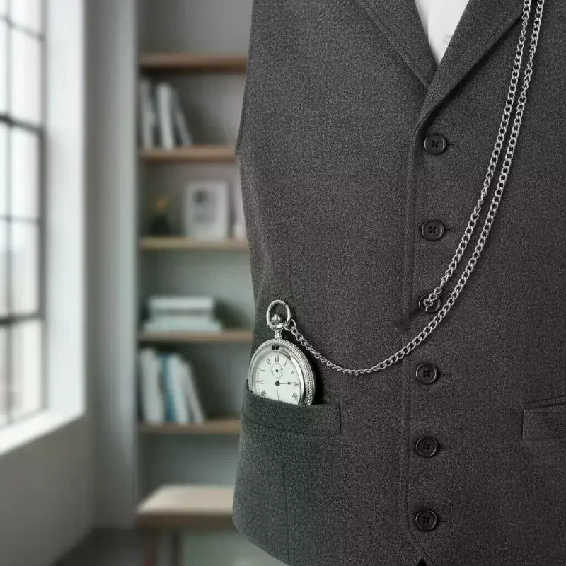 Double Chain Pocket Watch Chain Curb Link Chain Clip Pocket Chain For Men And Women For Christmas And Father's Day Gift