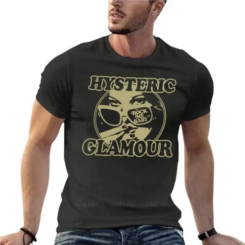 Hysteric Glamour 오버사이즈 티셔츠, 브랜드 남성 의류, 100% 코튼 스트리트웨어, 라지 사이즈 탑 티 