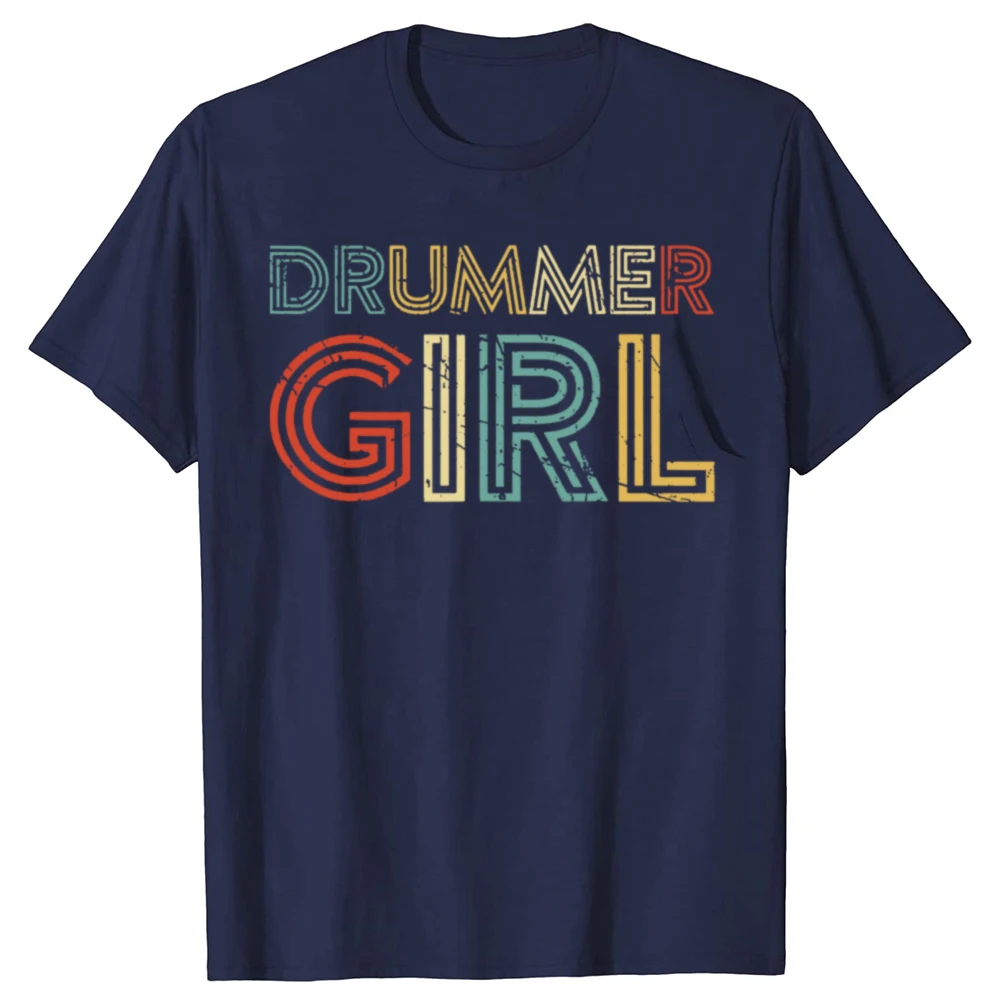 Drummer Girl Retro Vintage Drumming Musician Percussionist T-Shirt T-Shirt Lässiges Grafik-Harajuku-Tops-T-Shirt-Design für Männer – Detail 2