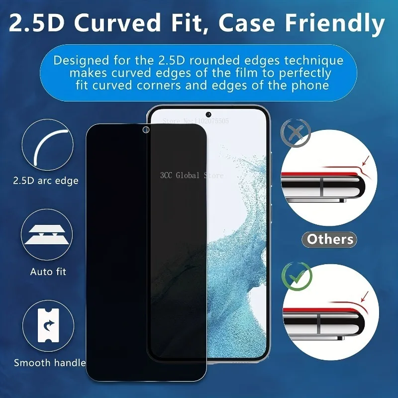 2packs 9H Privacy Tempered Glass for Samsung Galaxy S23 Plus S22 S21 S20 Plus Protective Glass Film