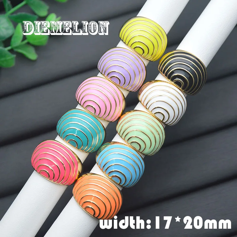 

5pcs/Lot Fashion Gold Color Punk Ring Wide Chunky Stripes Colorful Enamel Wave Line Statement Ring for Women Jewelry Gifts