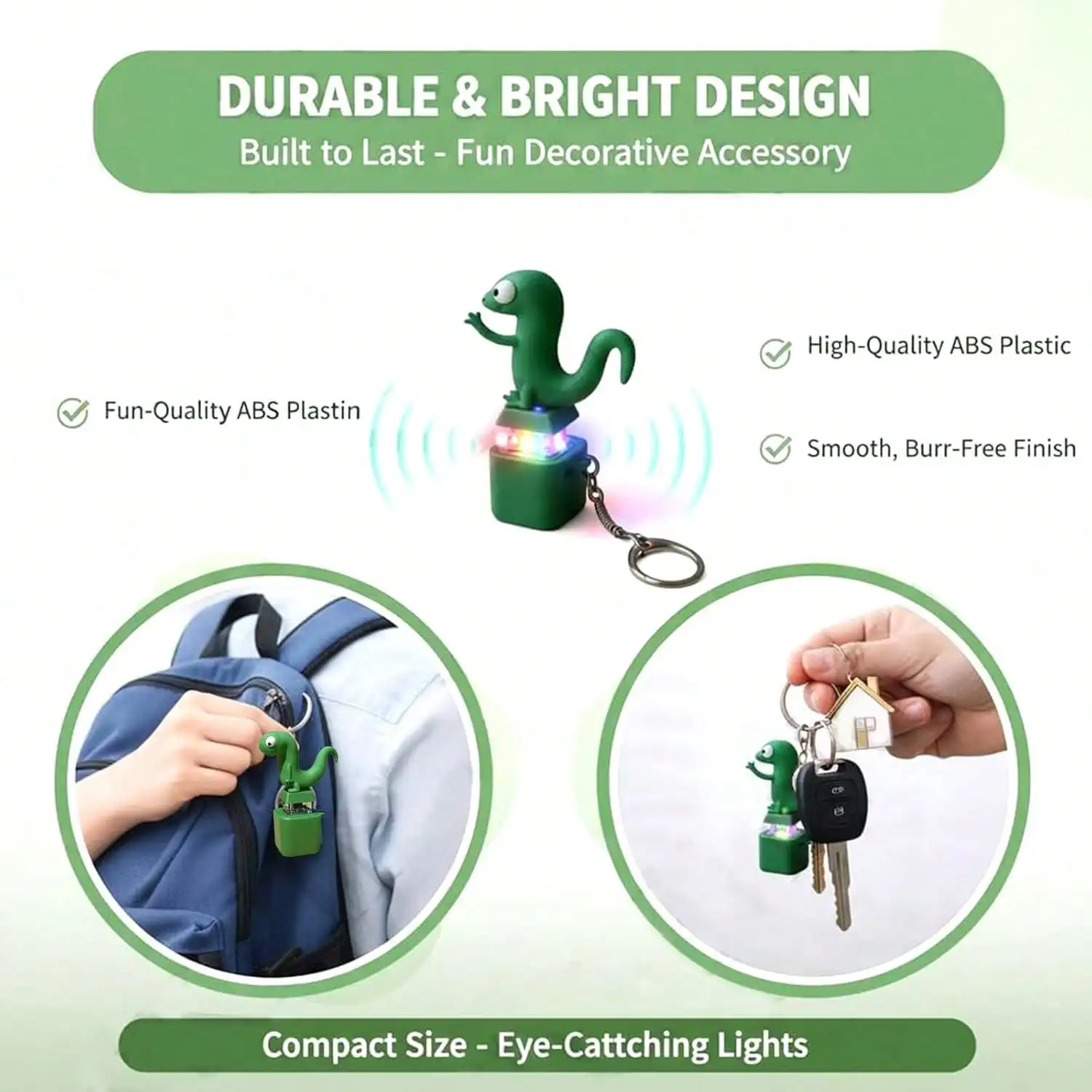 Rechargeable Lizard Sound Button Keychain Fidget Toy, Portable Click Stress Reliever For Travel Essential Car Accessories Summer image 6