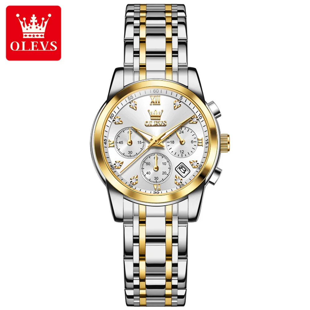 OLEVS 2858 Woman Watch Best Seller Classic Chronograph Auto Date Waterproof Luminous Hand Clock Original Quartz Watch for Women