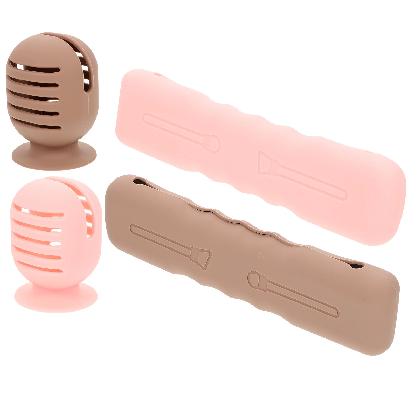 

4pcs Makeup Brush Holder Portable Silicone Storage Bag for Travel Office Beauty Egg Case with Breathable Design