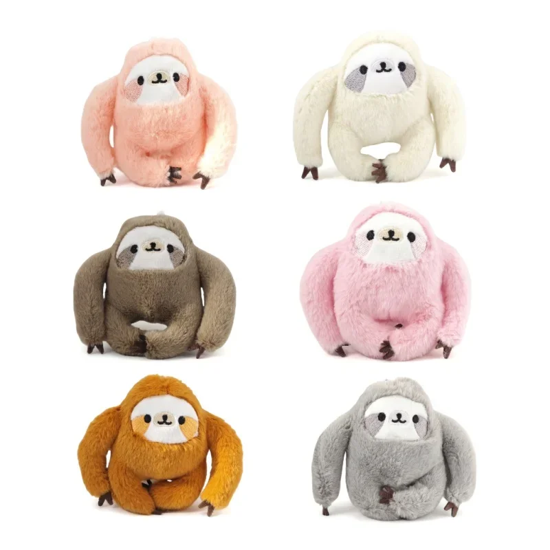 6-Pack Cute Sloth Mini Stuffed Keychains Animal Plush Toys for Graduation Forest Hunting Party Gifts Small Bulk Keychains