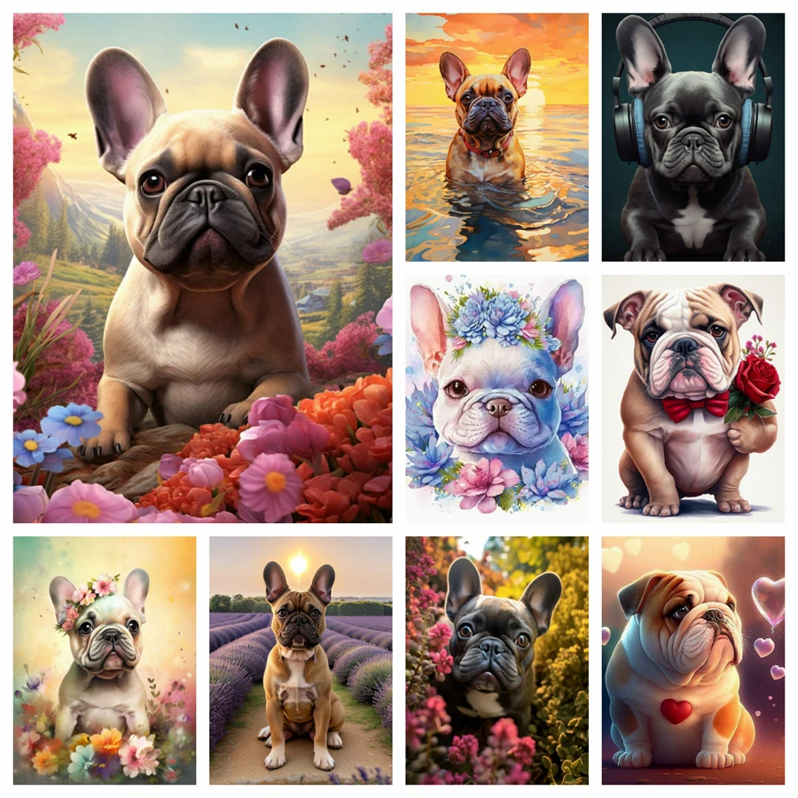 Cute French Bulldog Puppy Full Diamond Painting Art Pet Dog Animal 5d Diy Cross Stitch Mosaic Handwork Room Decor Gift