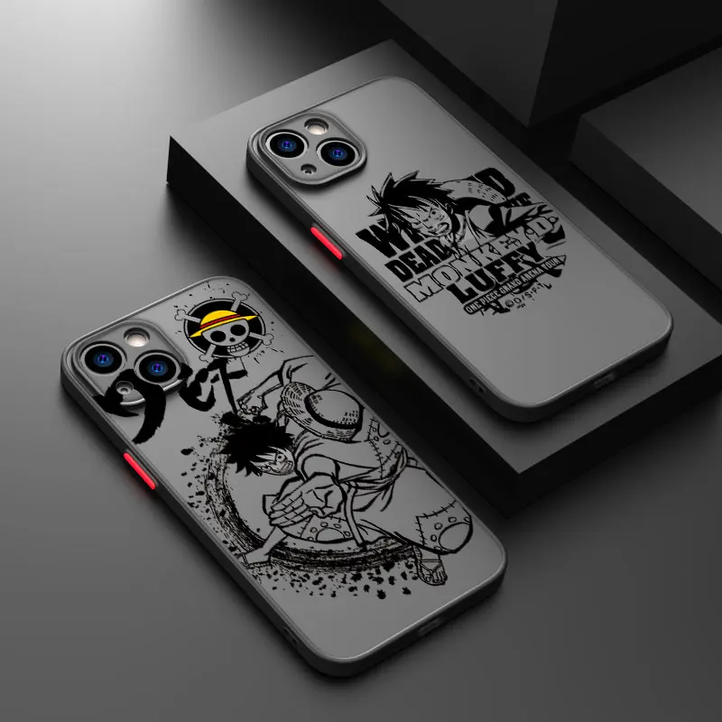 Cartoon O-one Pieces For iPhone 15 14 13 12 11 Pro Max XS Max X XR 7 8 Plus 6S Frosted Translucent Funda Phone Case