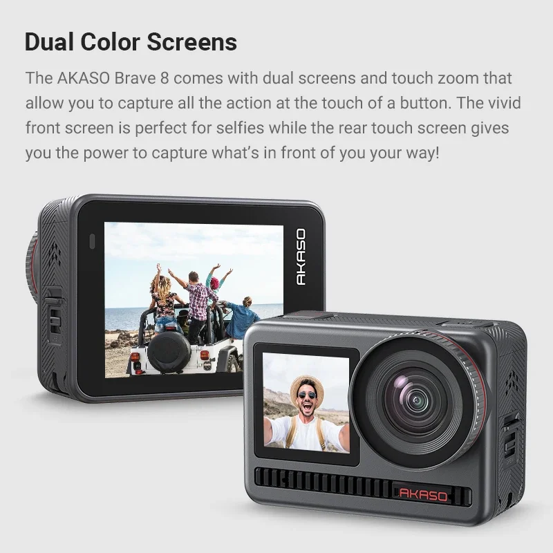 AKASO Brave 8 Waterproof Action  4K60fps Dual Color Screen Sports Cam 20MP SuperSmooth Vlog  10m Body Waterproof DV