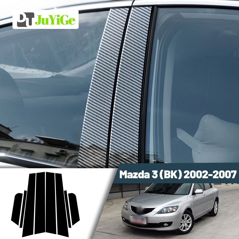 

Glossy Black Carbon Fiber Window Door Deal B C Pillar Post Cover Sticker For Mazda 3 BK 2002-2007 2003 2004 2005 2006