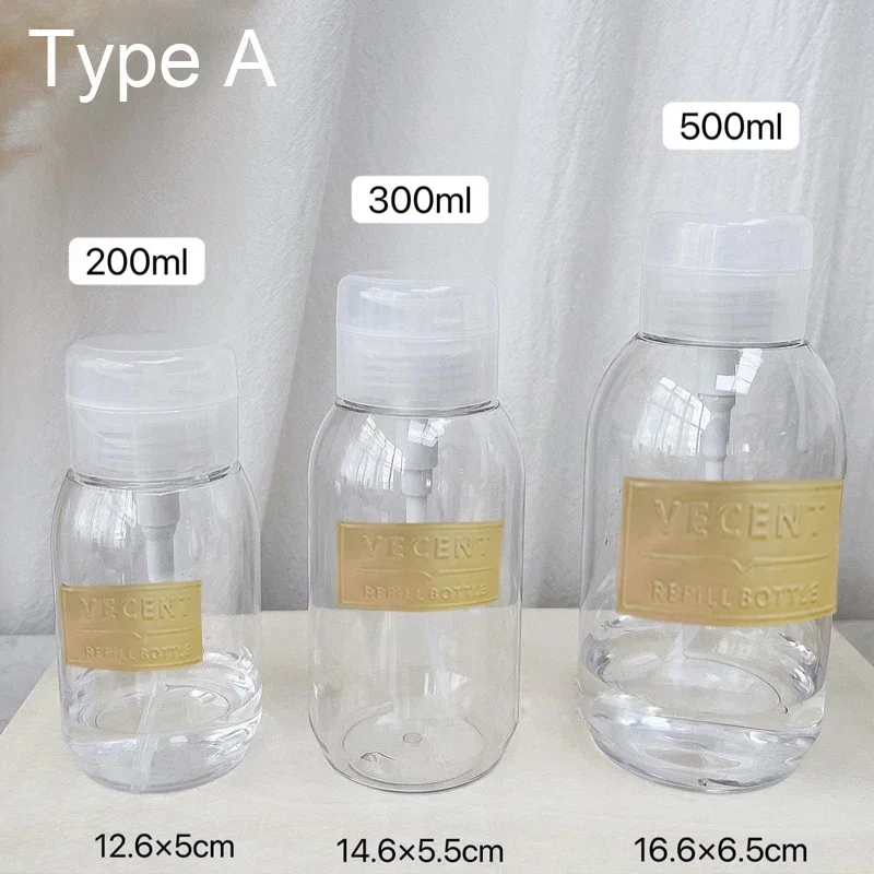 Recarregáveis unha polonês Garrafa, Imprensa Bomba Garrafas Vazias, Art Clean Pressão Removedor Garrafa, Recipiente Líquido, Maquiagem Ferramenta, 100-300ml