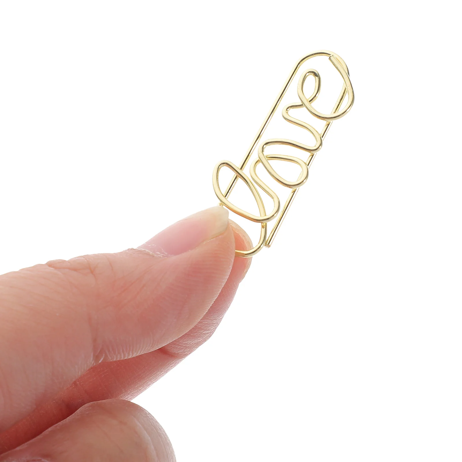 50pcs Small Metal Paperclips Gold/Rose Creative LOVE Shaped Paper File Clips Office Stationery Paper Clips