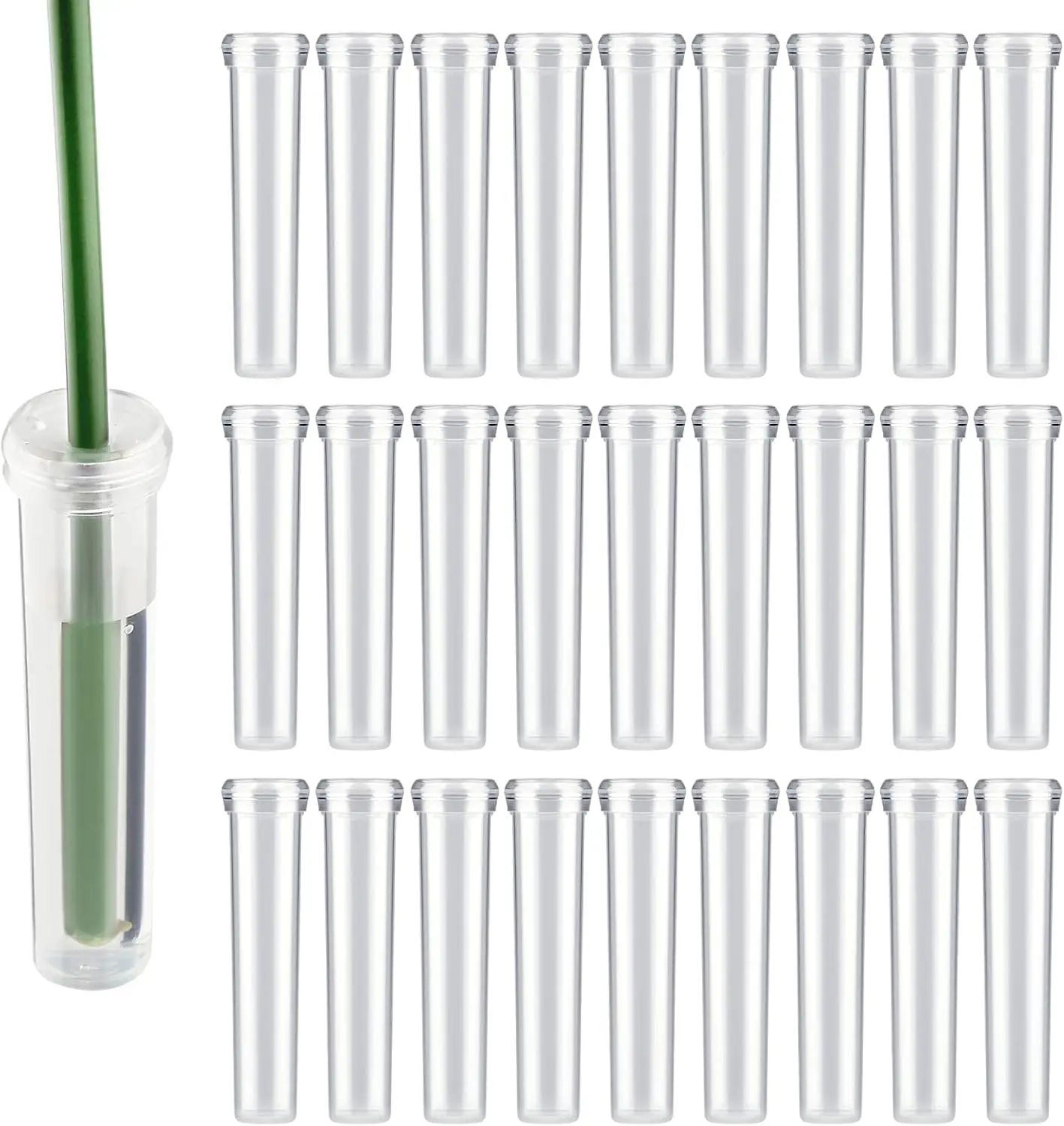 Clear Plastic Floral Water Tubes with Caps Transparent Flower Vials for Fresh Flowers Arrangements Wedding Bouquet Supplies