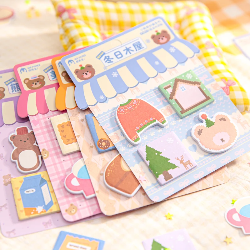 8 bungkus/lot bantalan memo kertas segar dekoratif seri Little Bear Wonderful House