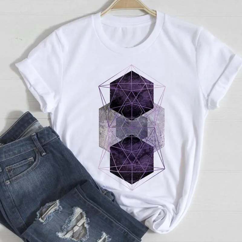 New Geometric Pattern Women\'s T-shirt Summer Fashion Casual Top Harajuku Style Graphic Tshirts  Oversized T Shirt