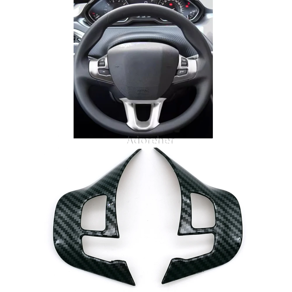 

Левая/правая глянцевая накладка из углеродного волокна, логотип, эмблема, наклейка на руль, подходит для Peugeot 2008, интерьер автомобиля