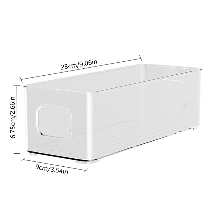 1PC Refrigerator Organizer Bins, Clear Stackable Plastic Food Storage Rack With Handles Eyelash Storage Box Makeup Organizer
