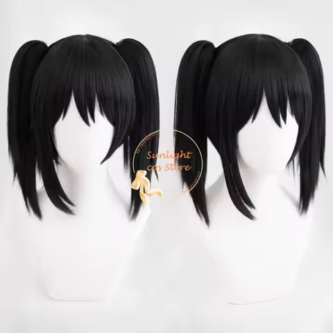 Anime Nico Yazawa Cosplay Wig Short Black Ponytail Clip Nico Yazawa Wigs Heat Resistant Synthetic Hair Halloween Wigs + Wig Cap