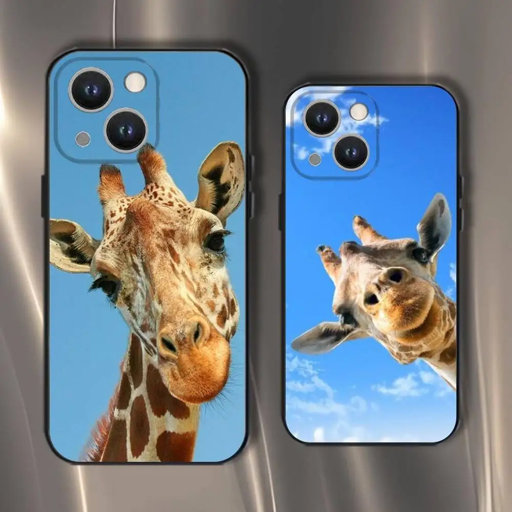 

Cute Funny Giraffe Phone Case For iPhone 16,15,14,13,12,11,Pro,XS,Max,XR,Plus,E,SE4,Mini Black Soft Cover