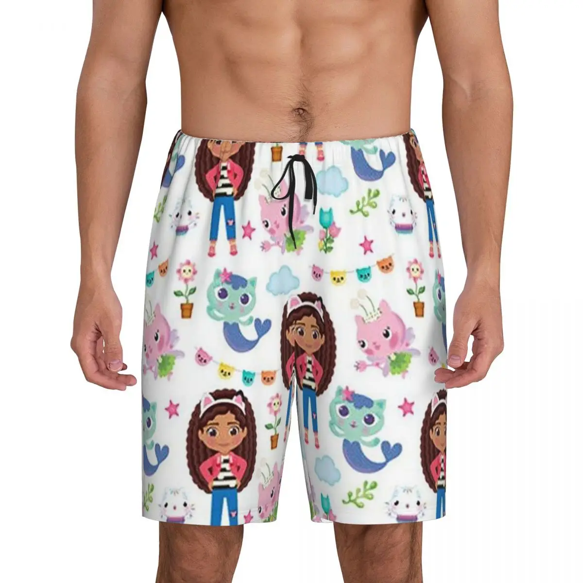 

Custom Cute Gabbys Dollhouse Cartoon Short Pajama Pants Men Sleepwear Sleep Lounge Bottom Shorts Sleeping Pants