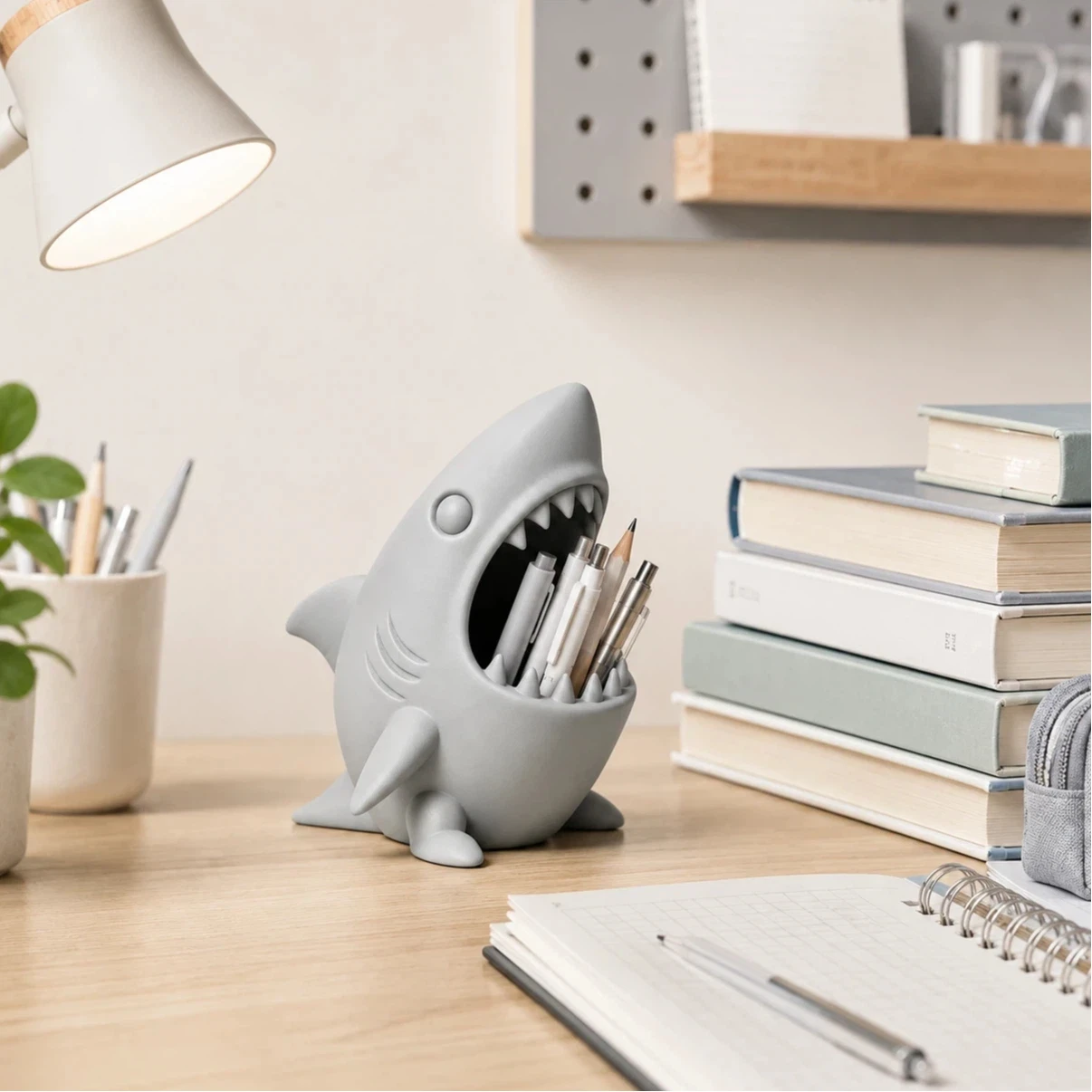 3D printed PLA material shark pen holder cartoon big mouth shark pen insert