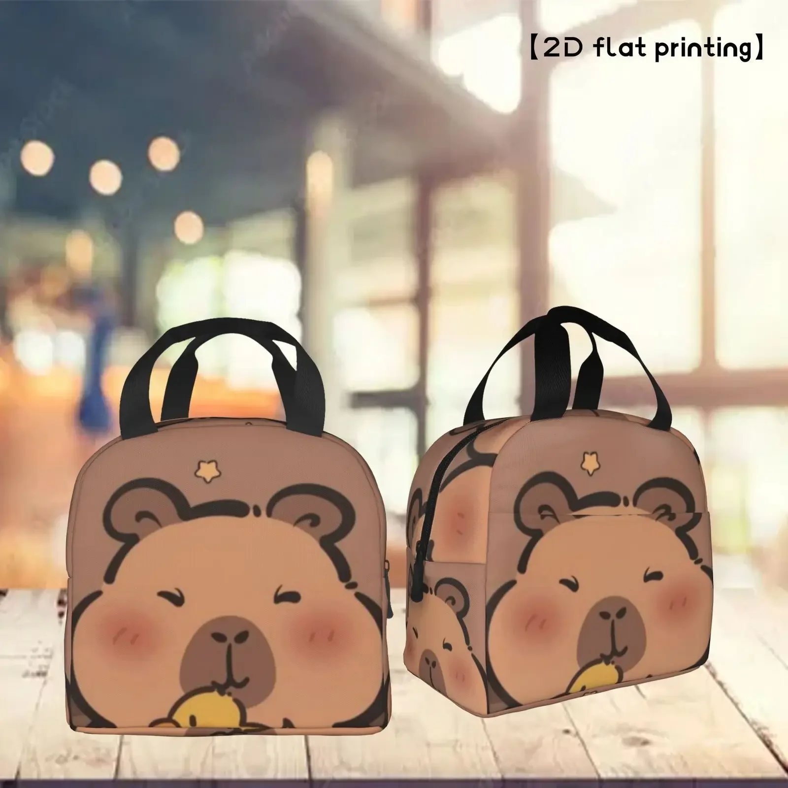 Capybara Insulated Lunch Bag Reusable Bento Bag Tote Lunch Bag Non-Food Contact Suitable for Work Travel Non-Food Contact