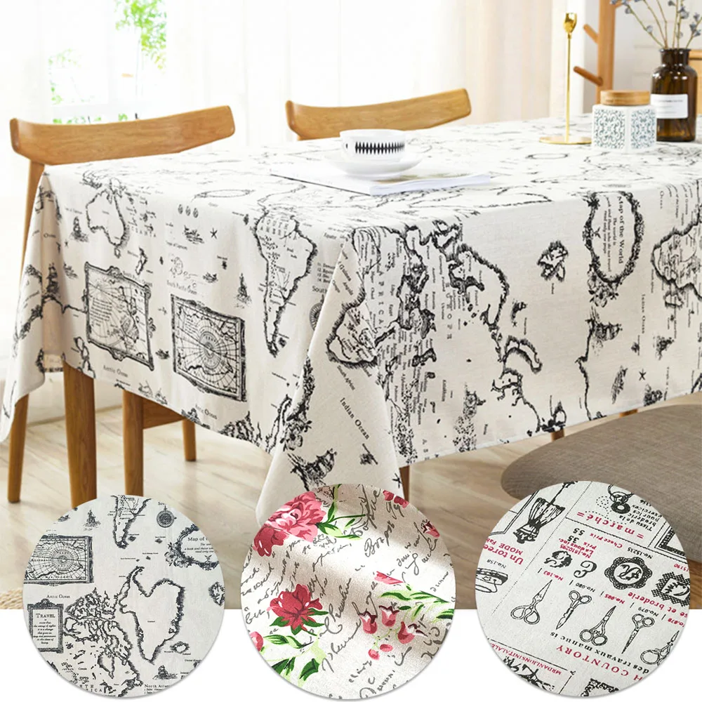 

Flower Scissors World Map Retro Pattern Fabric Cotton Linen Diy Sewing Quilting Pillow Bag Curtain Cushion Home Textile Material