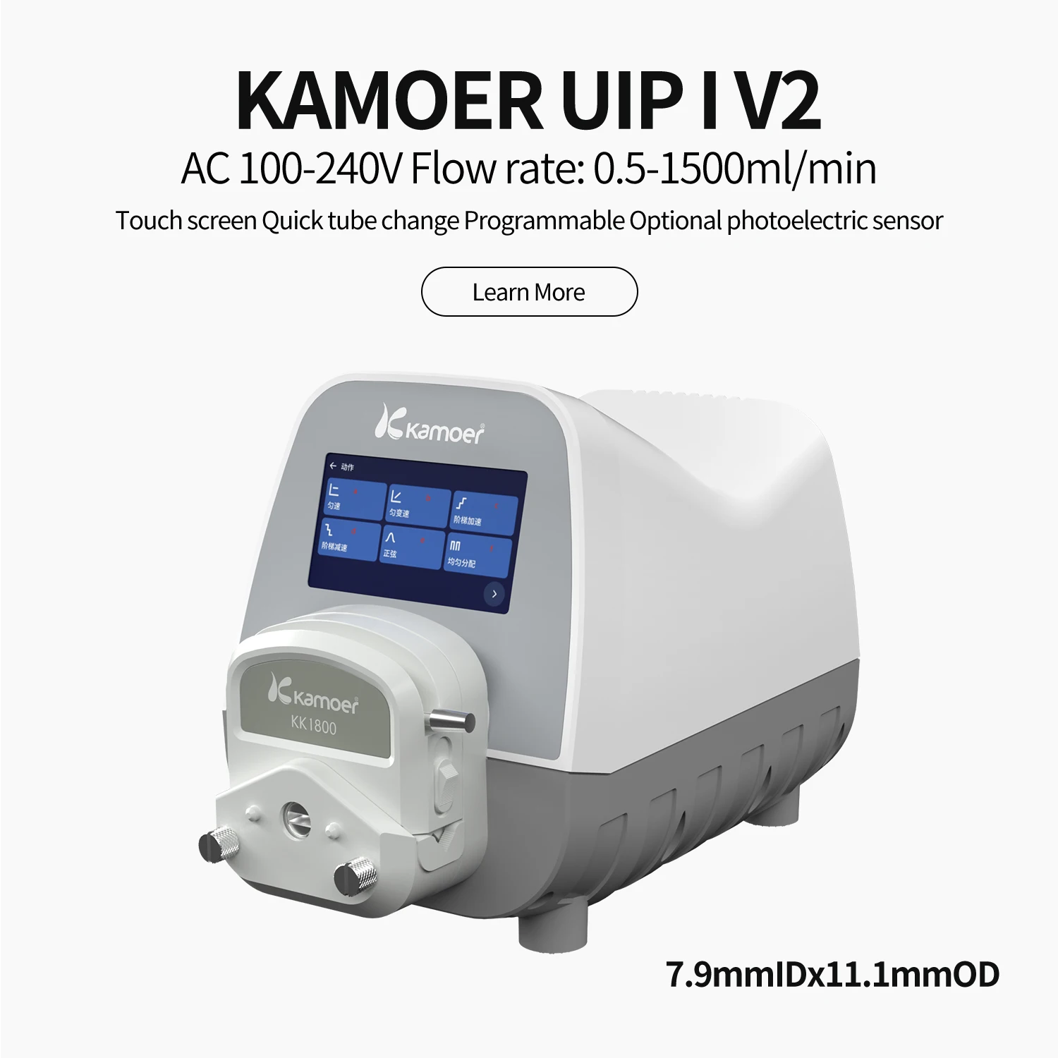 Kamoer 0.5-1500ml/min UIP WIFI I V2 High Precision Peristaltic Pump Stainless Steel Rotor for Lab, Filling AC100-240V 7.9x11.1