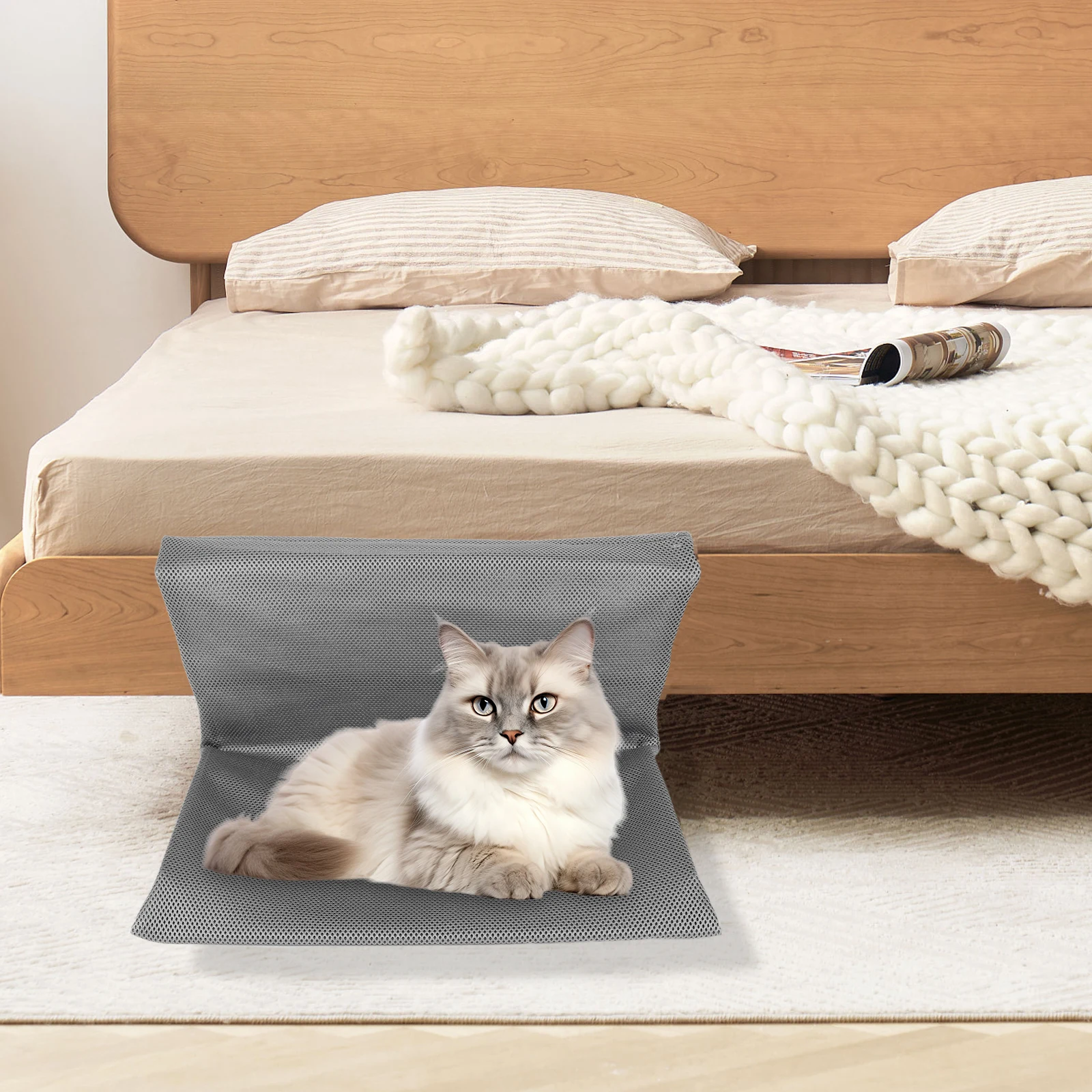 고양이 애완동물용 걸이형 침대 분리형 및 접이식 고양이 스탠드 침대 걸이형 고양이 둥지 고양이와 새끼 고양이용 L자형 해먹