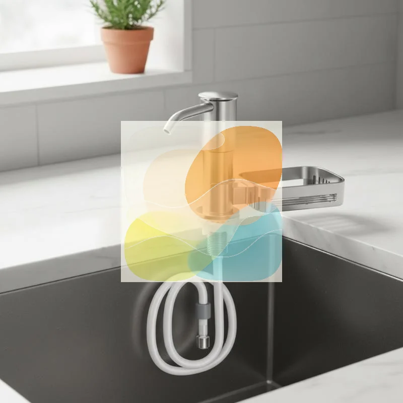Waterproof Kitchen Sink Dish Soap Dispenser Set 360° Rotatable Spout Sponge Tray for Wet Sink Countertop Area