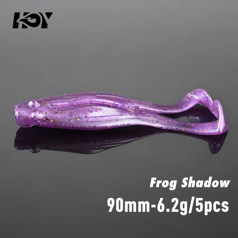Kingdom 5 leurres souples flottants Shadow Frog 90mm 6.2g, leurres artificiels de surface à centre bas pour la pêche au bar et à la perche