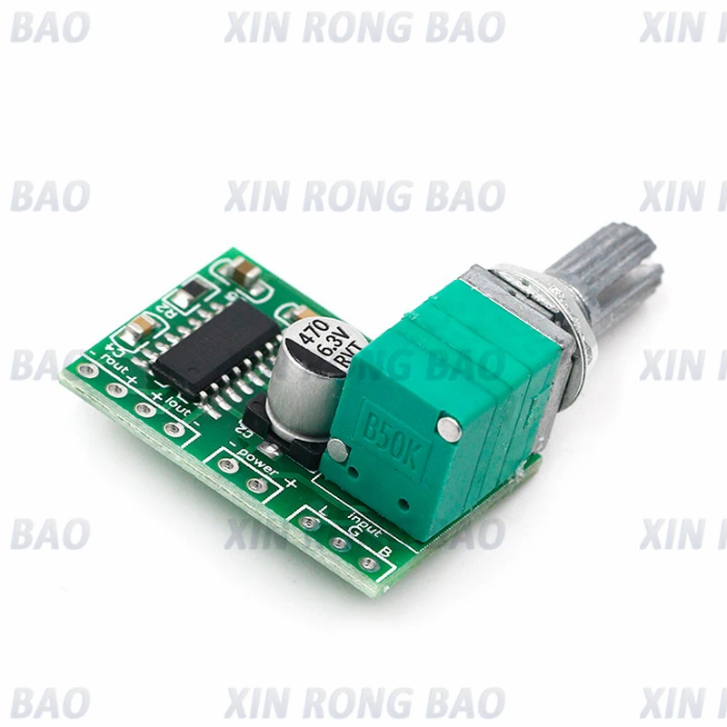 Power Audio Amplifier Board, 2 Channel, 3W, Volume Control, USB Power, PAM8403, 5V