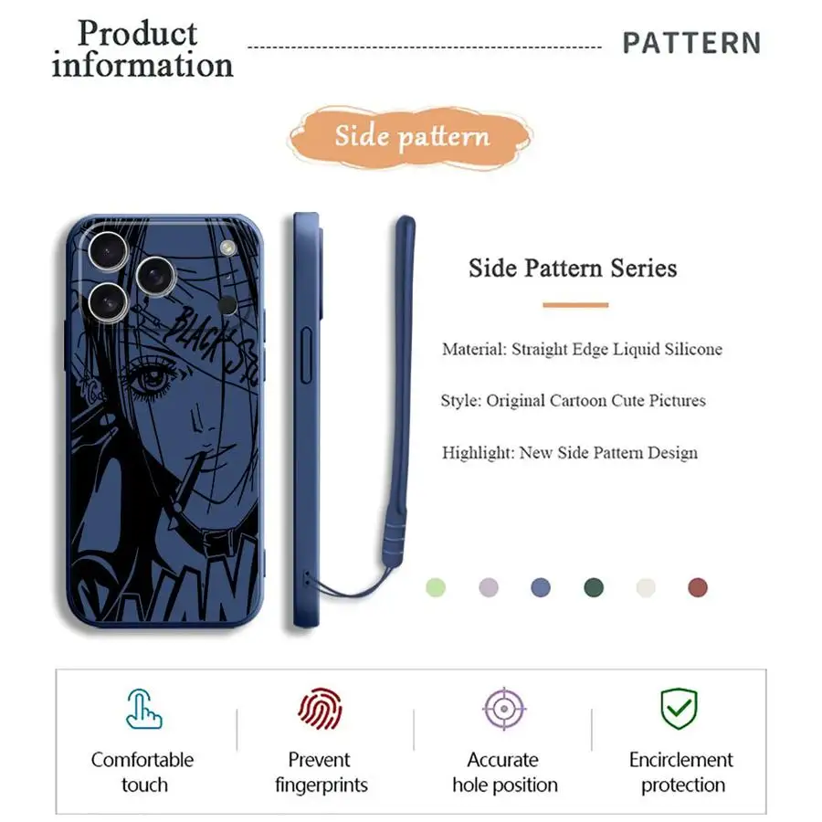 Anime Nana Osaki Line Soft Cover Case for iPhone 16 14 15 Plus XS 17 Air XR 11 12 13 Pro Max 7 8 16e