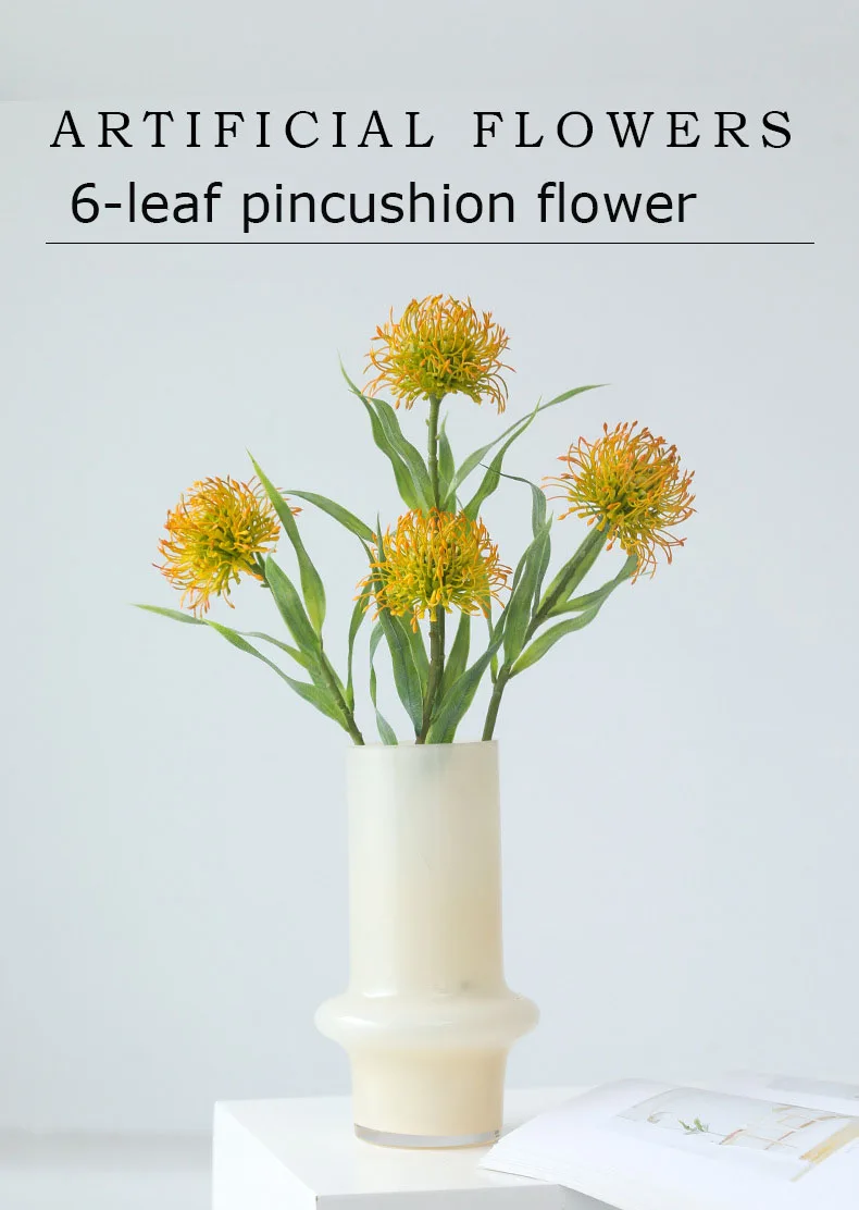 5 teile/paket 6-Blatt Nadel kissen Blume künstliche Plastik blumen Hochzeits dekoration Home Party Blumen zubehör Fotografie Requisiten – Detail 1