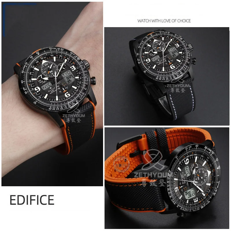 For CITIZEN Sky Eagle second-generation Black Angel JY8085/8075 fluororubber silicone strap Universal brand watches 22MM