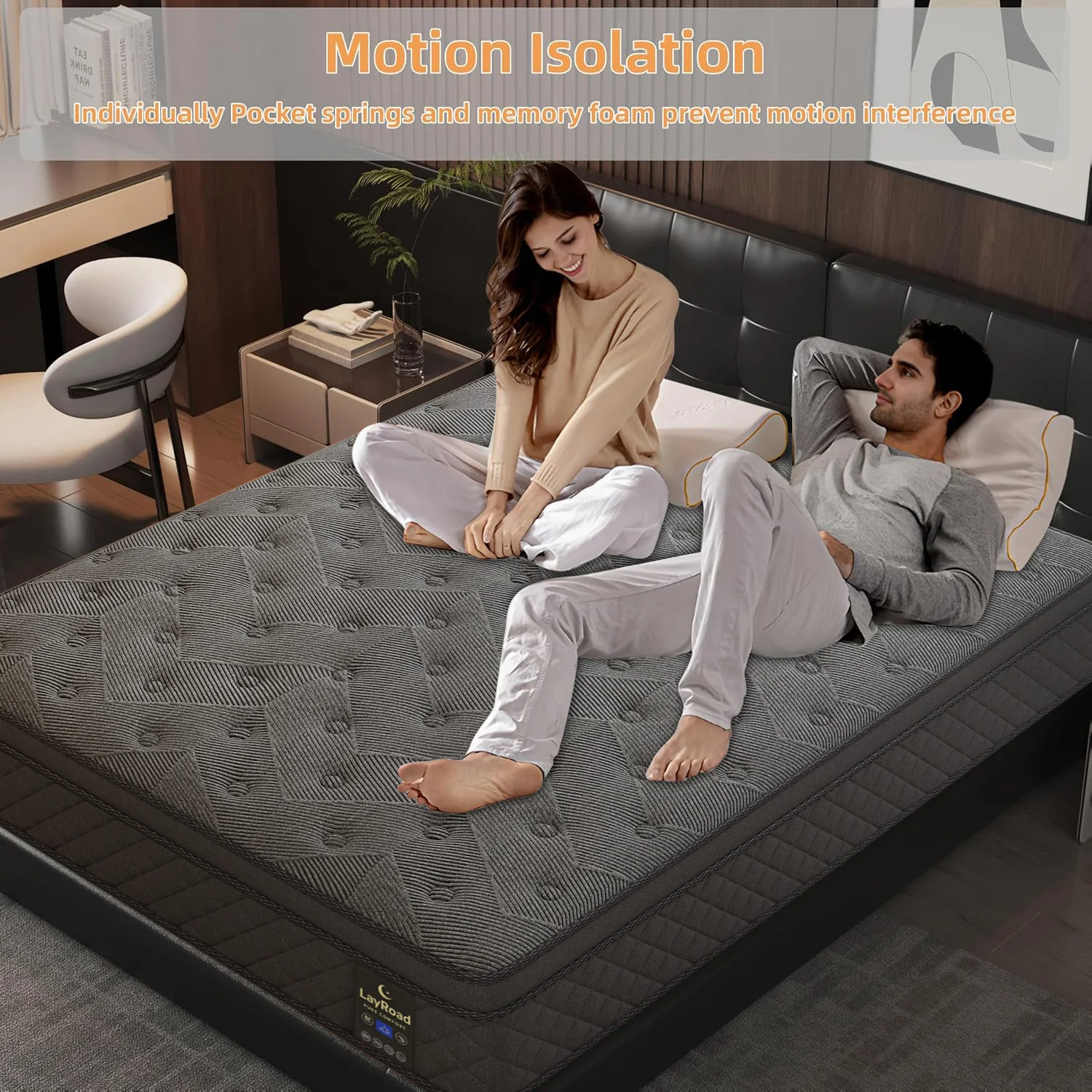 Memory Foam Hybrid Mattress With Pocket Springs, 12inch Twin,Full, Queen, King, Sizes In A Box, Medium Firm, Mattresses For Support Comfort, Fiberglass-Free Suitable for home bedrooms, hotels and halls of residence