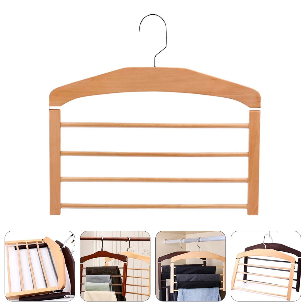 

Clothes Hanger Non-slip Pants Multi-layer Drying Organizer Hanging Rack Racks Multipurpose Wooden