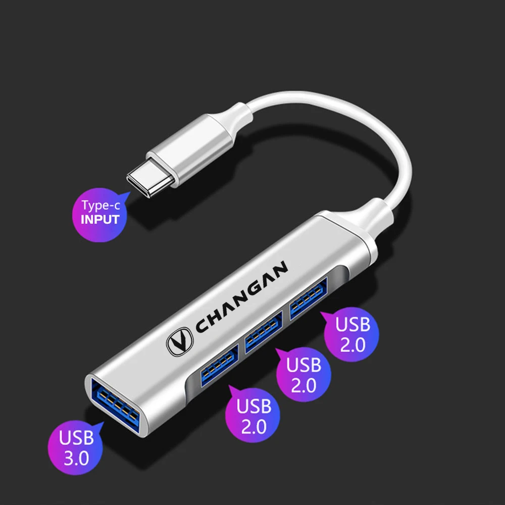 Type C USB C HUB 4 Port Multi Splitter Adapter For Changan CX70 CS95 CS55 CS75 Plus CS35 Filter Bunper CS15  Car Accessories