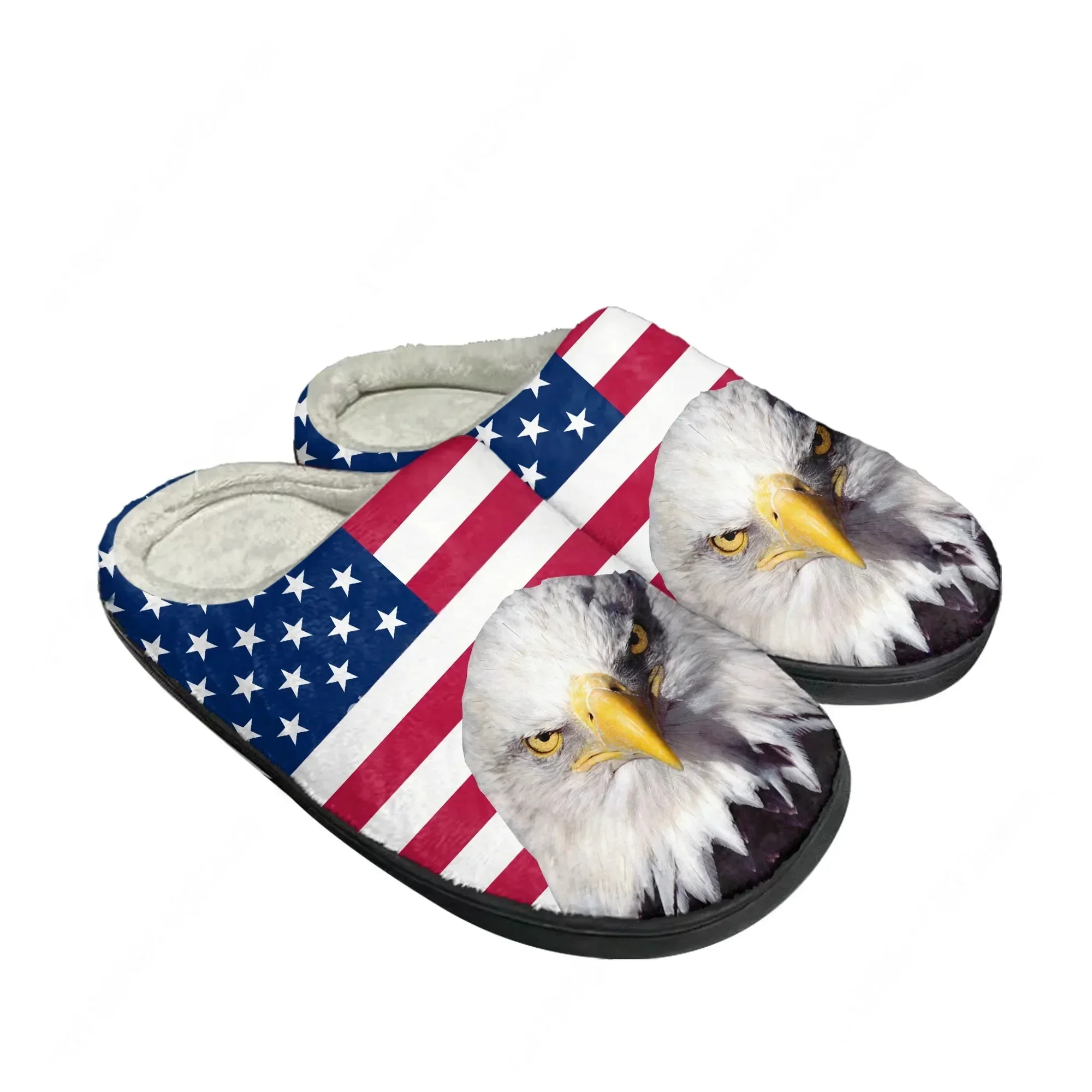 American Flag USA Blue Red White Star Art Home Cotton Slippers Mens Womens Sandals Plush Casual Keep Warm Shoes Custom Slipper view 4