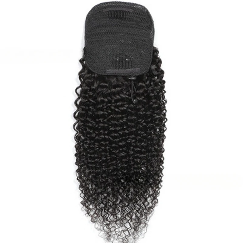 12A класс кудрявый вьющийся хвост человеческие волосы наращивание хвоста для женщин хвост на шнурке бразильские девственные волосы