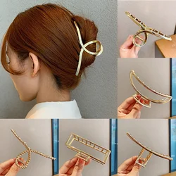 Pince à cheveux en métal géométrique pour femmes, crabe, grande griffe, accessoires pour cheveux, mode coréenne, été, nouveau, 2024