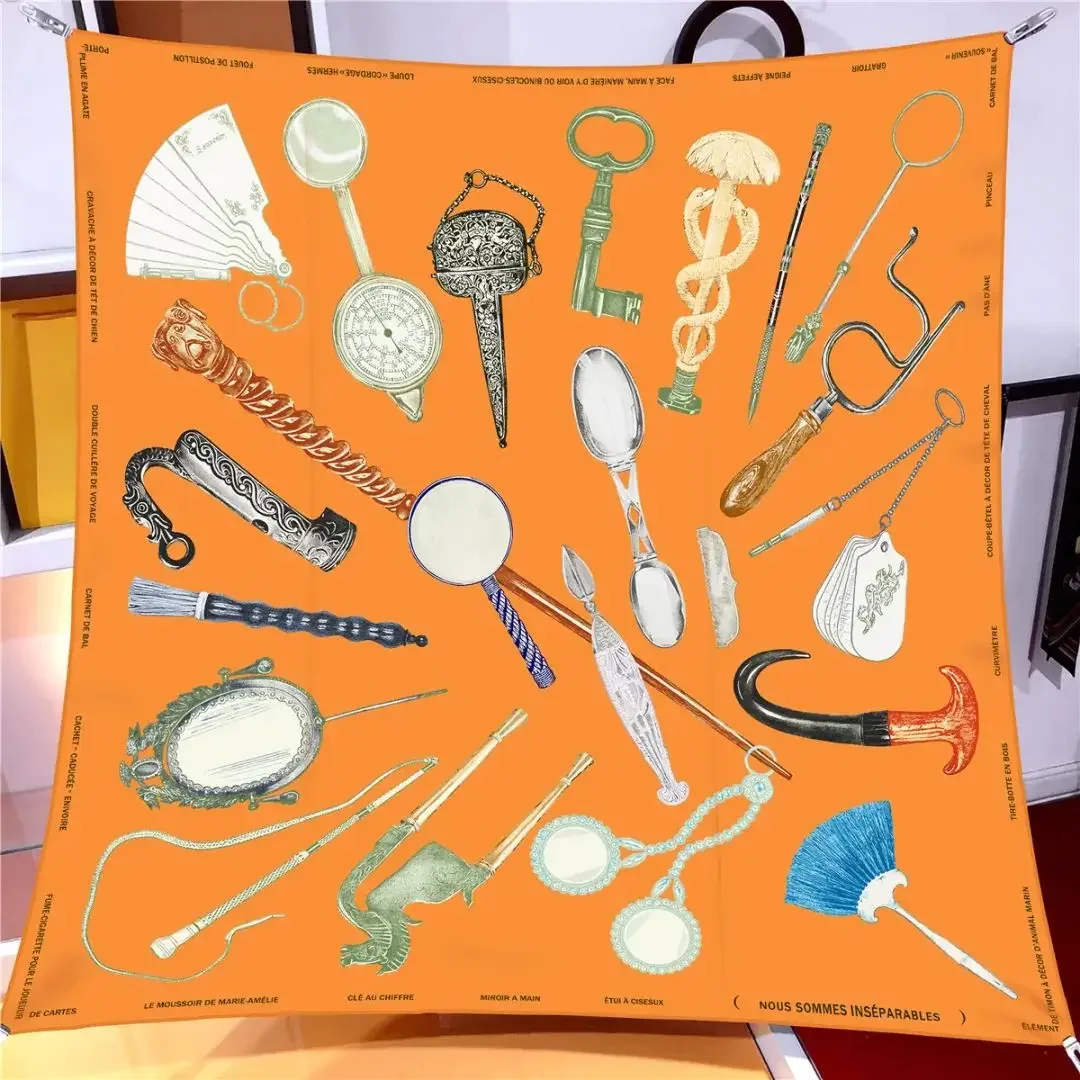 2025 신상 90cm 디자인 실크 스카프 고급 사각 스카프 여성 장식 히잡 스카프 푸라르 헤어밴드 넥커치프 반다나