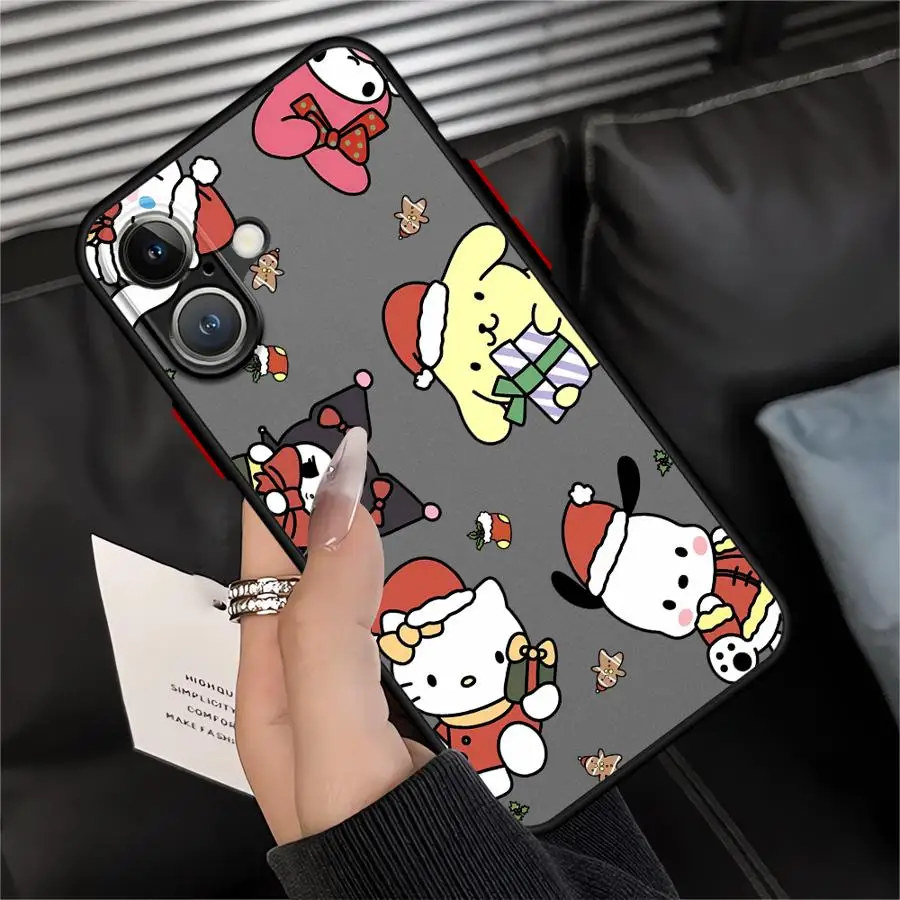 حافظة لهاتف آيفون 17 16 برو ماكس 16e 13 Mini 15 Plus XS 14 12 11 17 غطاء هاتف خلفي هوائي سانريو عيد الميلاد