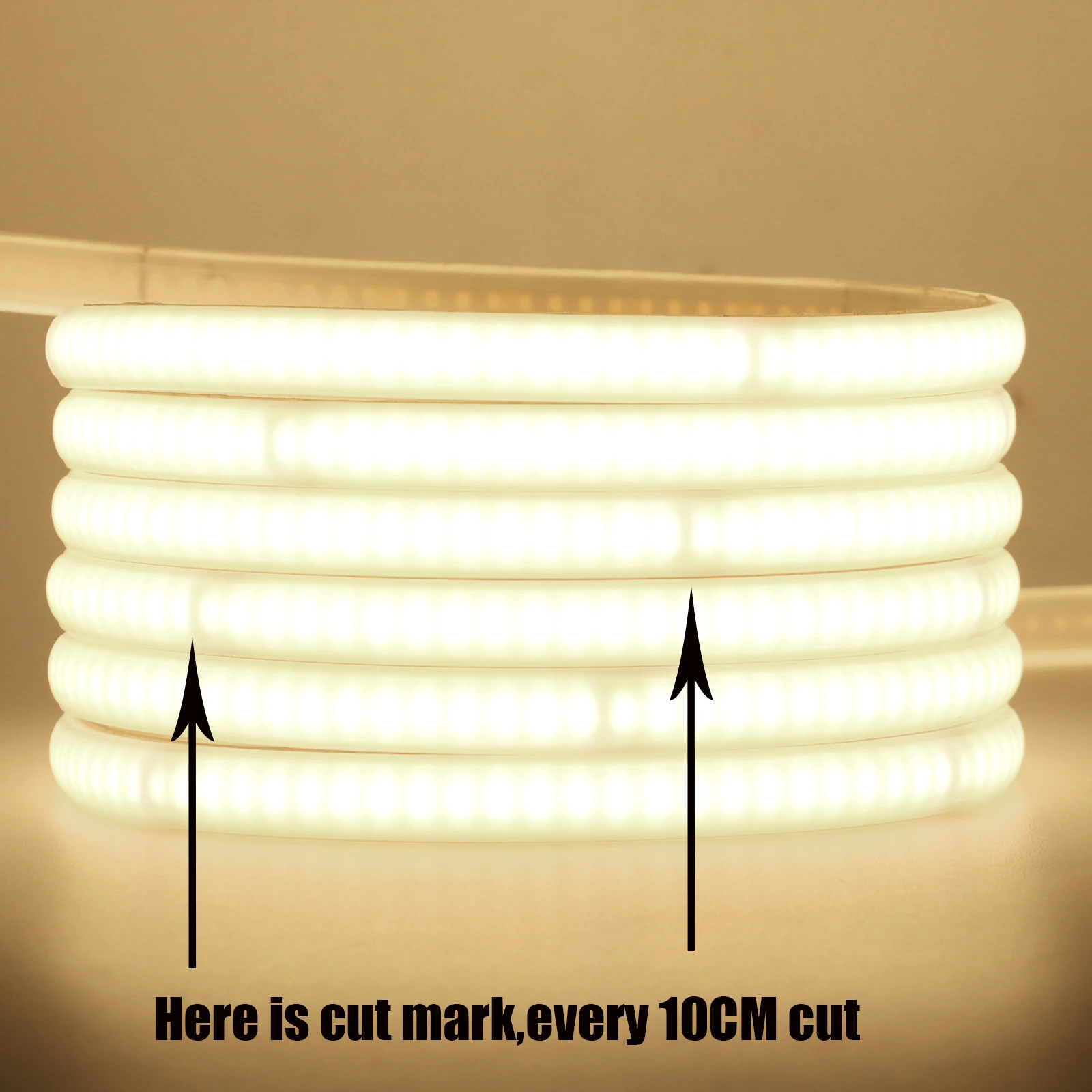 COB LED Strip AC 220V Waterproof 240LEDs/M With EU/UK Switch Plug Home Garden Kitchen Room Decor Flexible Ribbon Tape Neon Light