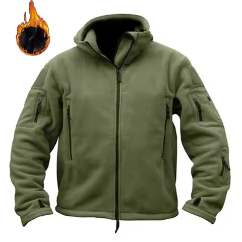 Men's Fleece Lined Jacket Thermal Outdoor Sport Coat Winter Warm Zip Up Fleece Hiking Camping Men's Tactical Wool Jackets Work