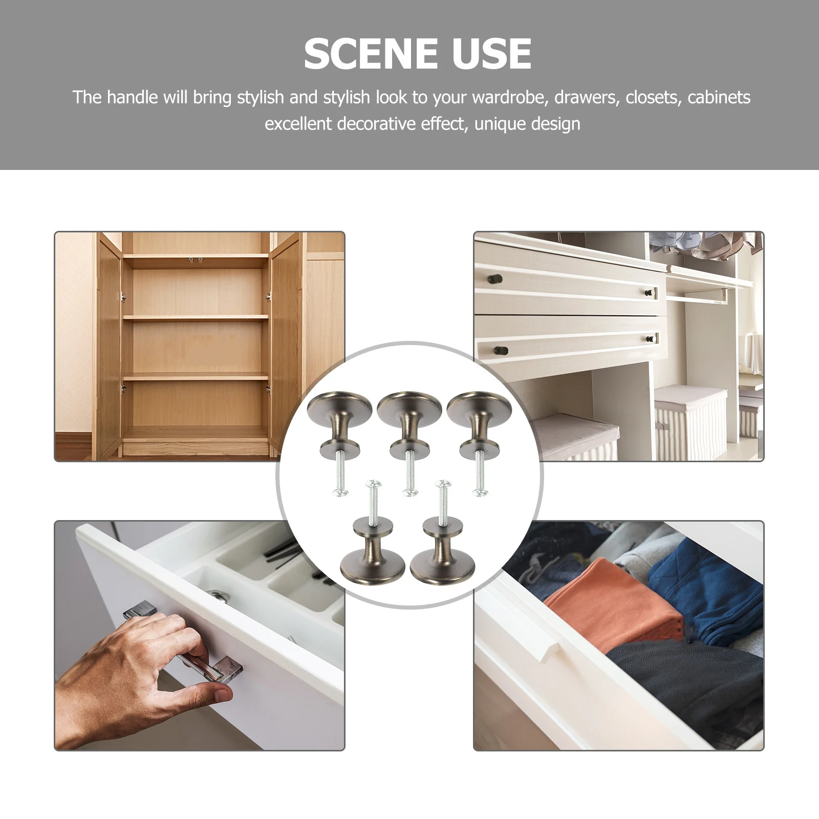 5 قطعة درج مستدير سحب سبائك الزنك مقبض كابينة معدنية لخزانة الملابس باب مقابض الأثاث سحب استبدال الأجهزة