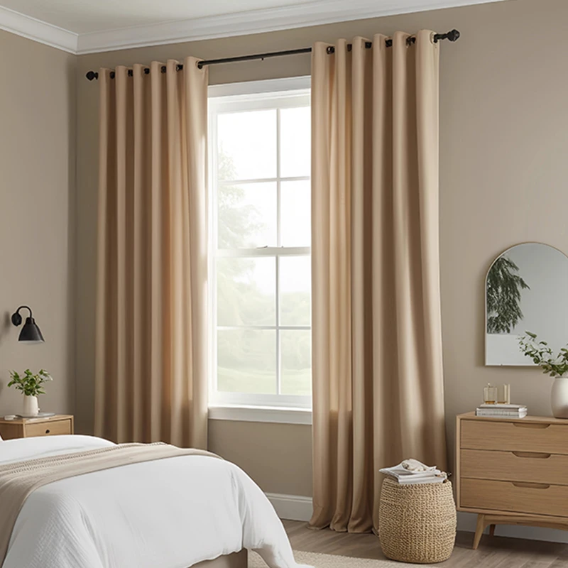 2PCS Luxury Milk Tea Color Velvet Blackout Curtains, Thermal Insulated for Living Room Bedroom, Curtains Only