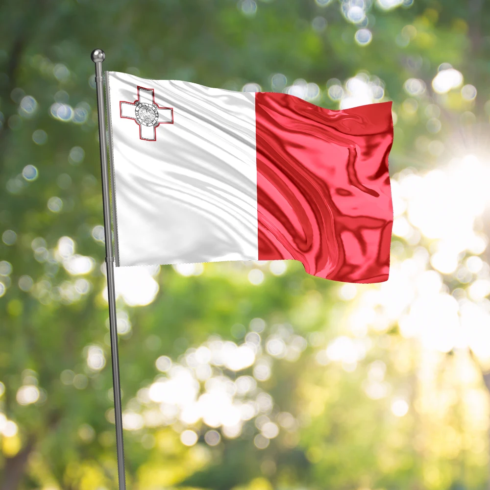 3x5 Ft Malta Flag Vivid Color and Fade proof Canvas Malte Flags Polyester with Brass Grommets 3 X 5 Ft