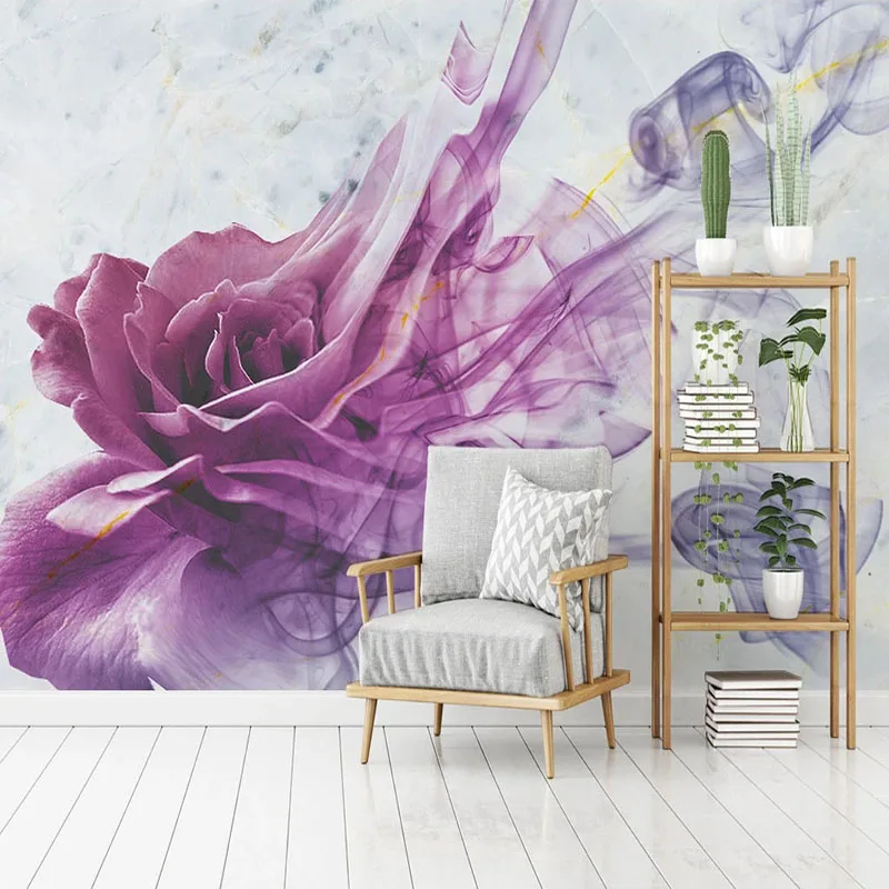 Custom Mural Wallpaper Modern Abstract Watercolor Smoke Line Rose Wall Painting Living Room Bedroom Backdrop Wall Decor 3D Mural